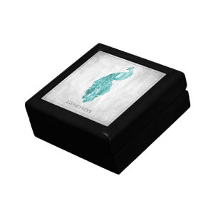 Teal Elegant Peacock Gift Box