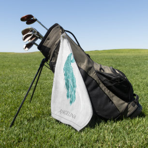 Teal Elegant Peacock Golf Towel