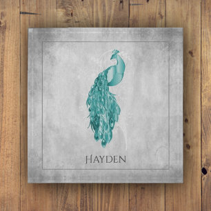 Teal Elegant Peacock Paperweight