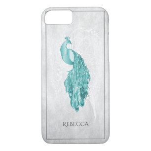 Teal Elegant Peacock Personalized iPhone 8/7 Case