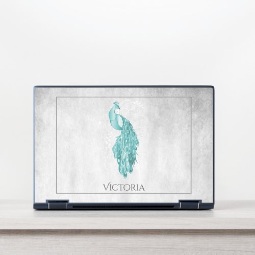 Teal Elegant Peacock Personalized HP Laptop Skin