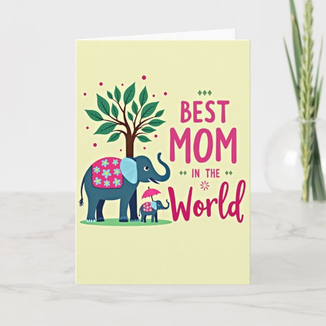 Teal Elephant Moms Day Art Card (Front)