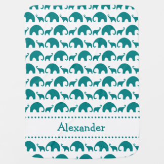 Teal Elephant Silhouette Personalized name blanket