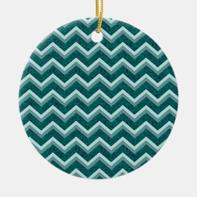 Teal Embossed Foil Ceramic Ornament (Front)