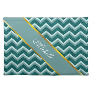Teal Embossed Foil Cloth Placemat