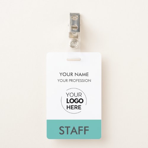 Teal Employee Name Business Logo Staff Tag  Badge