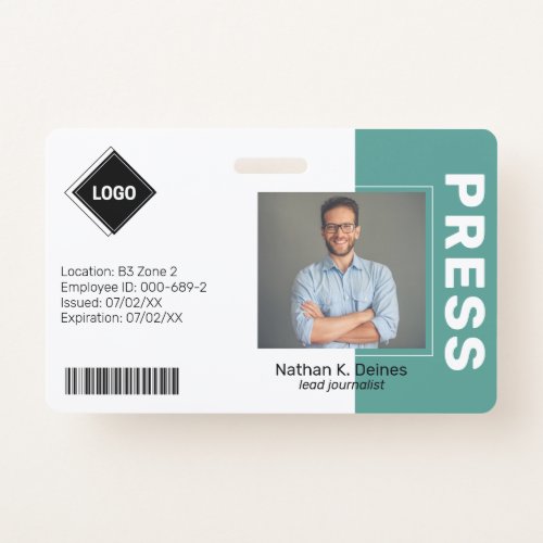 Teal  Employee Photo ID Company Security Badge