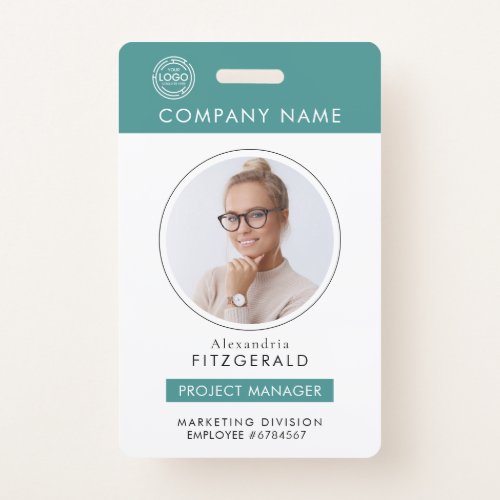 Teal   Employee Photo ID Company Security Badge 