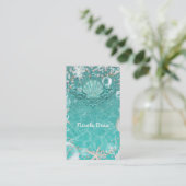 Teal Enchanted Sea Starfish & Bubbles Ocean Beach Business Card (Standing Front)