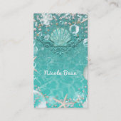 Teal Enchanted Sea Starfish & Bubbles Ocean Beach Business Card (Front)