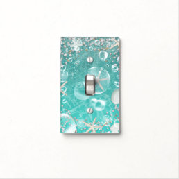Teal Enchanted Sea Starfish &amp; Bubbles Ocean Beach Light Switch Cover