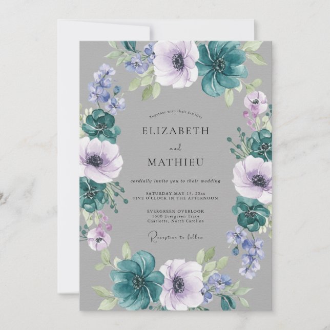 Teal Enchanting Winter Wedding Invitation (Front)
