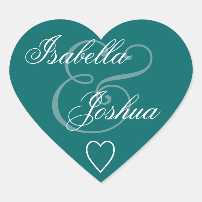 Teal Envelope Seal Wedding Heart V15 (Front)