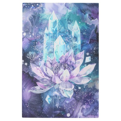  Teal Esoteric SC3 Crystals Lotus Mandala Metal Print