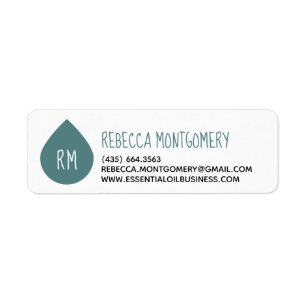 Teal Essential Oil Drop Product Business Label