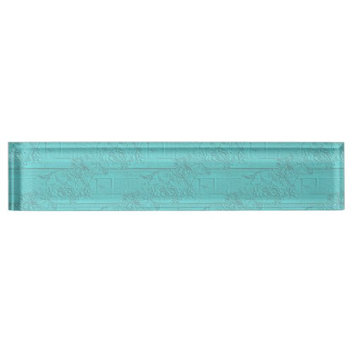 Teal Etched Look Horse Racing Silhouette Desk Name Plate