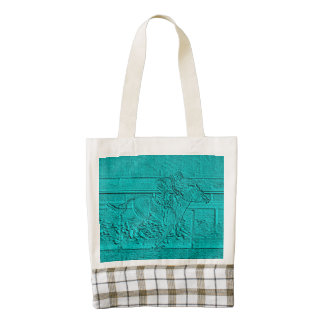 Teal Etched Look Horse Racing Silhouette Zazzle HEART Tote Bag