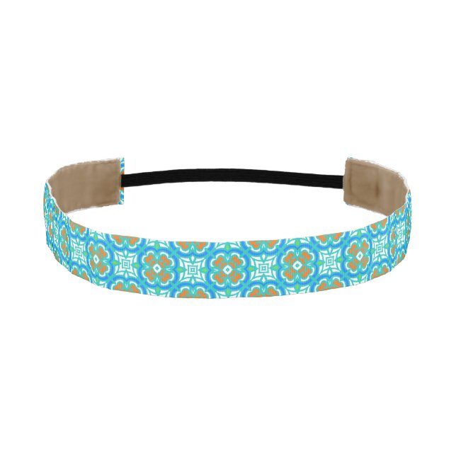 Teal Ethnic Pattern Athletic Headband (Front)