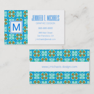 Teal Ethnic Pattern Business Card