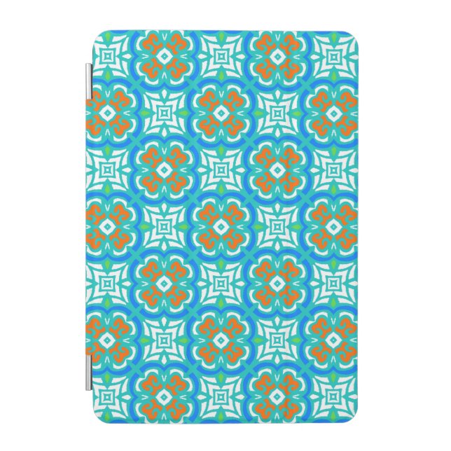 Teal Ethnic Pattern iPad Mini Cover (Front)