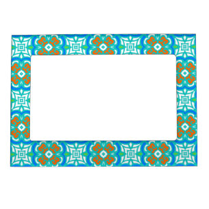 Teal Ethnic Pattern Magnetic Frame