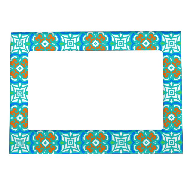 Teal Ethnic Pattern Magnetic Frame (Front)