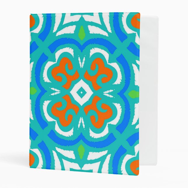 Teal Ethnic Pattern Mini Binder (Front/Inside)