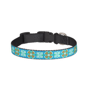 Teal Ethnic Pattern Pet Collar