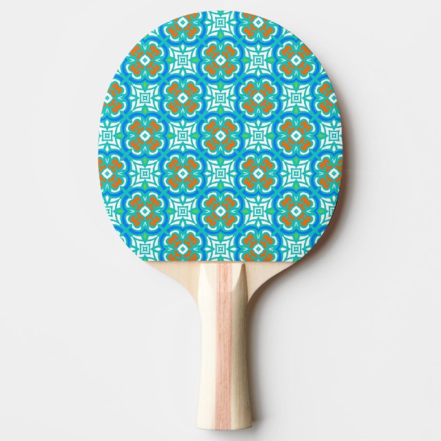 Teal Ethnic Pattern Ping-Pong Paddle (Front)