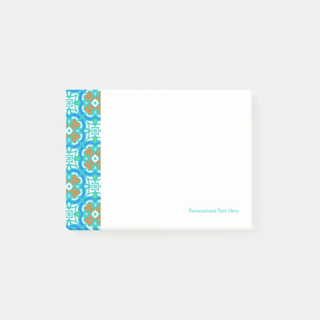 Teal Ethnic Pattern Post-it Notes (Front)