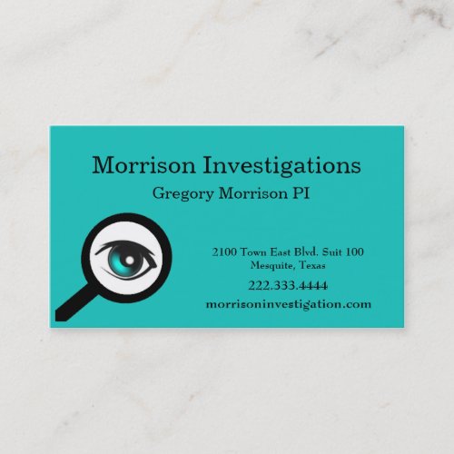 Teal Eye Private Investigation Business Card