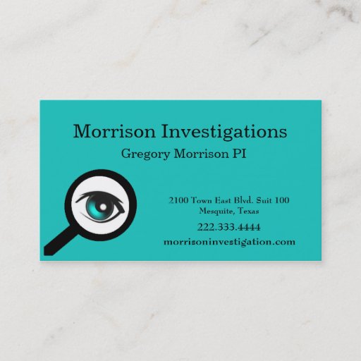 Customizable Teal Eye Private Investigation Business Card