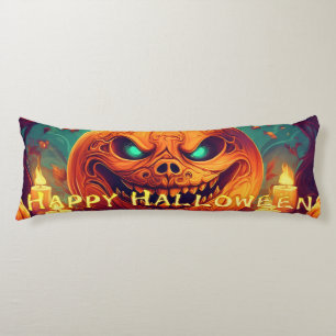 Teal-Eyed Pumpkin Candles Full Moon Halloween Body Pillow