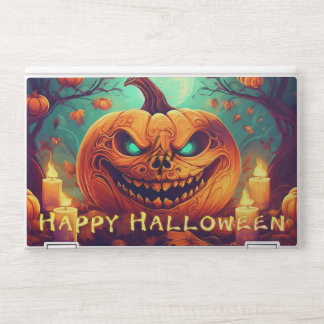 Teal-Eyed Pumpkin Candles Full Moon Halloween HP Laptop Skin