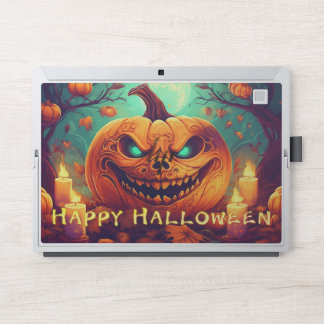 Teal-Eyed Pumpkin Candles Full Moon Halloween HP Laptop Skin