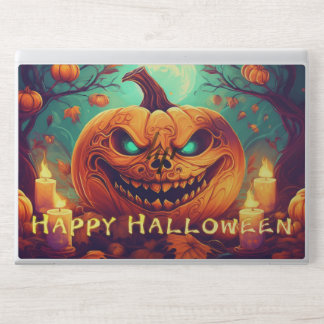 Teal-Eyed Pumpkin Candles Full Moon Halloween HP Laptop Skin