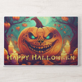 Teal-Eyed Pumpkin Candles Full Moon Halloween HP Laptop Skin