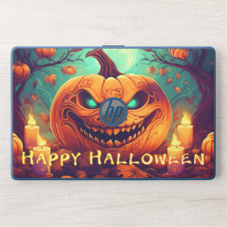 Teal-Eyed Pumpkin Candles Full Moon Halloween HP Laptop Skin