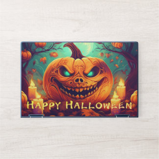Teal-Eyed Pumpkin Candles Full Moon Halloween HP Laptop Skin