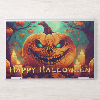 Teal-Eyed Pumpkin Candles Full Moon Halloween HP Laptop Skin