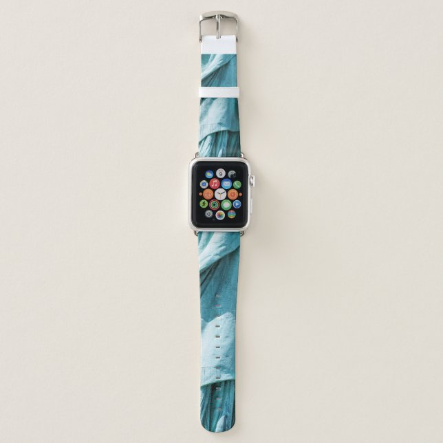 Teal fabric cover apple watch band (Front)