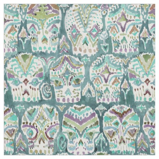 Teal Fade CARPE DIEM SKULLS Sugar Skull Fabric