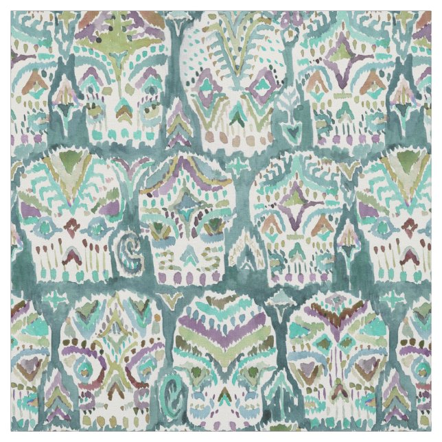 Teal Fade CARPE DIEM SKULLS Sugar Skull Fabric (Swatch)
