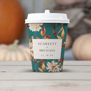 Teal Fall Paper Cups