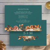 Copper, Beige, and Dark Teal Wedding Color Palette Enclosure Card