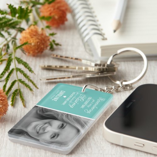 Teal Family Memorial Photo Remembrance Keepsake Keychain