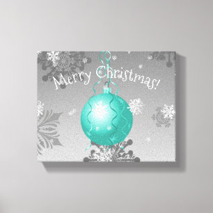 Teal Fancy Christmas Ornament Canvas Print