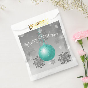 Teal Fancy Christmas Ornament Favor Bags