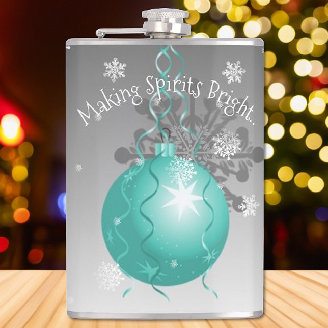 Teal Fancy Christmas Ornament Flask (Teal Fancy Christmas Ornament Flask)