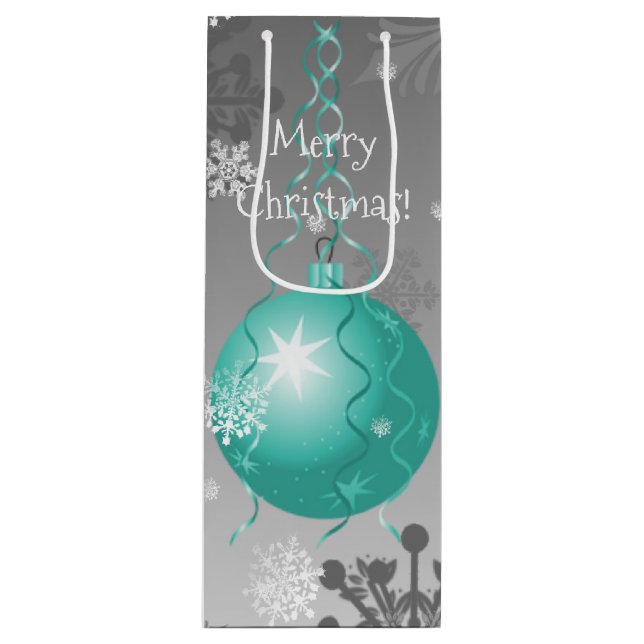 Teal Fancy Christmas Ornament Gift Bag (Front)